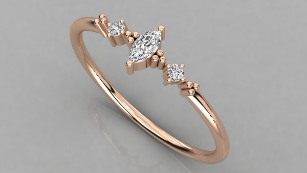 14K Gold Marquise Cut Diamond Ring