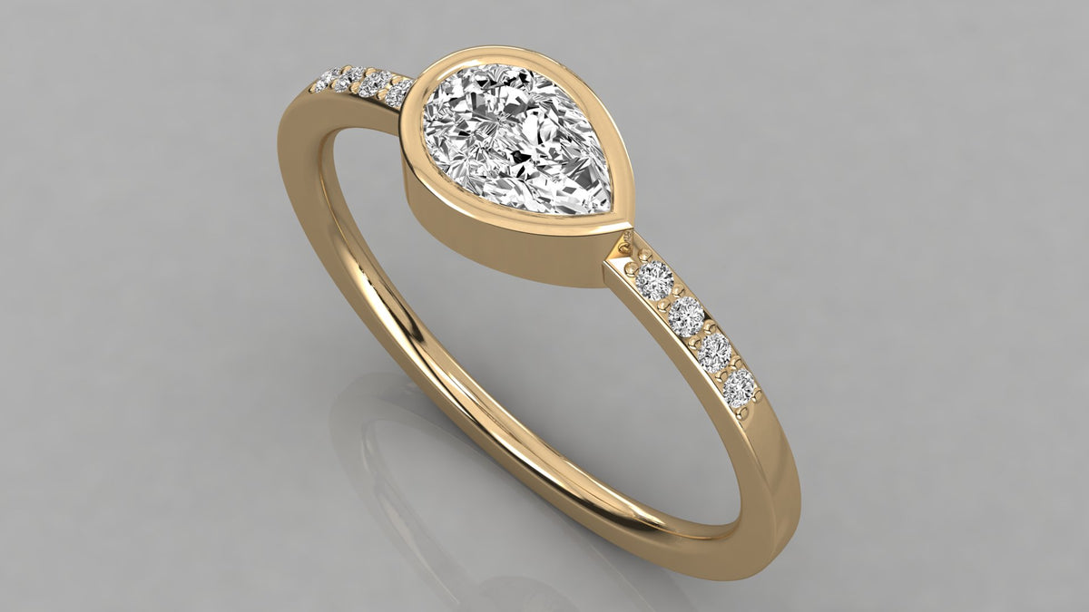 14K Side Way Pear Shaped Diamond Ring– White Diamond Jewels